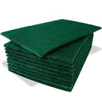 Green Hand Scouring Pads, 23cm x 15cm. (Pack of 10)