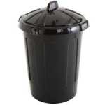 Polypropylene Dustbin + Lid, 80ltr. Black.