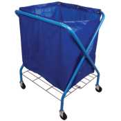 Folding Waste Cart With Blue Vinyl Bag.