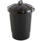 Polypropylene Dustbin + Lid, 80ltr. Black.