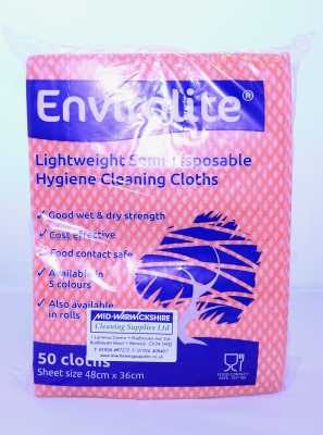 Lightweight Cleaning Cloths Red (48cm x 36cm) (50)